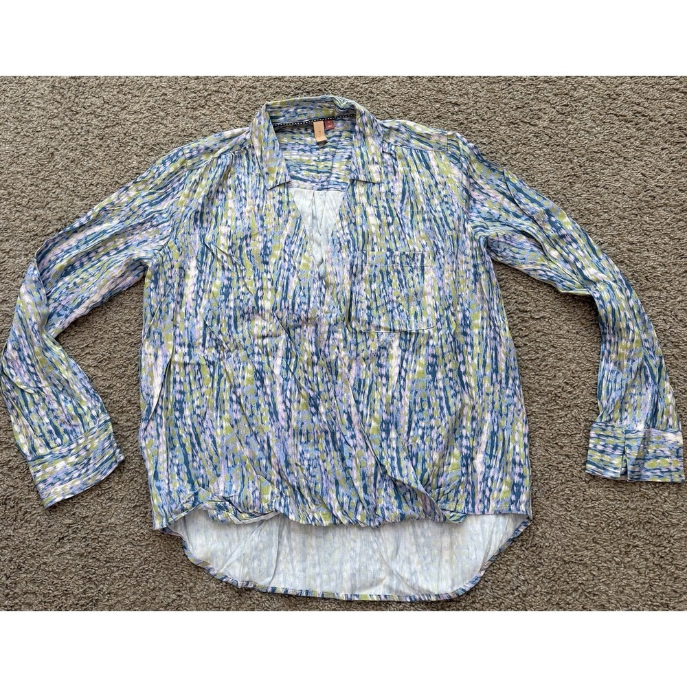 Anthropologie Pilcro Tisha Surplice Top Women's‎ Blue Long Sleeve Size XS
